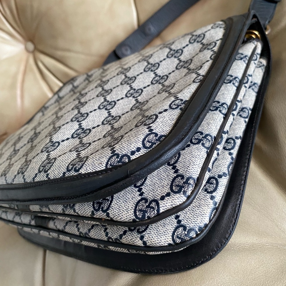 RARE Vintage Gucci 70s Blondie Shoulder Bag GG Saddle COA - Picture 7 of 16